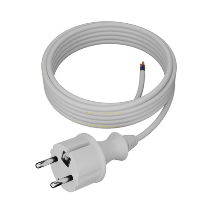 Anschlusskabel 5m IP44 mit geradem Stecker 250V 16A 3x1 mm² H05VV-F PP-40H Weiß W-98377