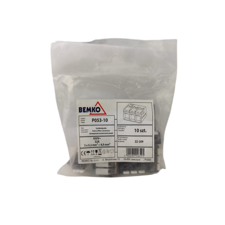 Installationsklemme 4mm2 3-polig 10 Stück elektrische Klemme 450V 32A 6591 schnelle sichere Kabelverbindung E03-P053-10