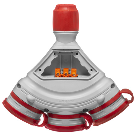 Dreifach-Steckdose Schuko IP44 3×2P+E 16A Grau-Rot 250V GN-X3/44S EXTREM W-01163