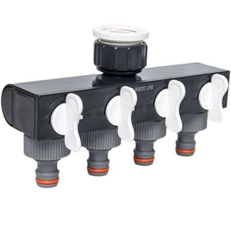 4 Wege-Verteiler Wasserverteiler Schlauchverteiler Regelbar für 1" Hahn mit 3/4" Adapter BRADAS WL-3033K