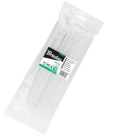 100Stk. Kabelbinder 2,2x100mm Neutral weiß Bradas TS1022100N