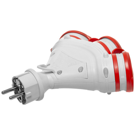 Tragbarer Verteiler Grau-Rot R-X3/44S IP44 3×2P+E 16A 250V Schuko W-01159
