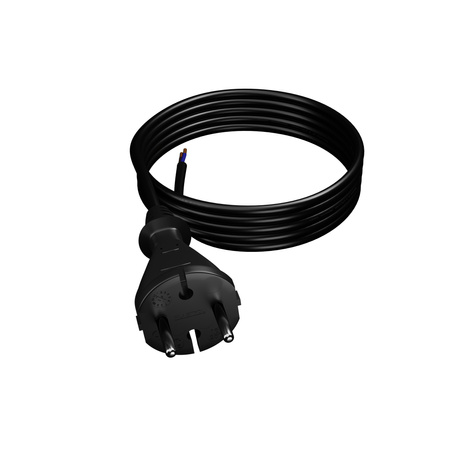 Anschlusskabel 3m mit geradem Stecker TYP E 230V 16A 2×1 mm² H07RN-F PP-21 Schwarz W-97256