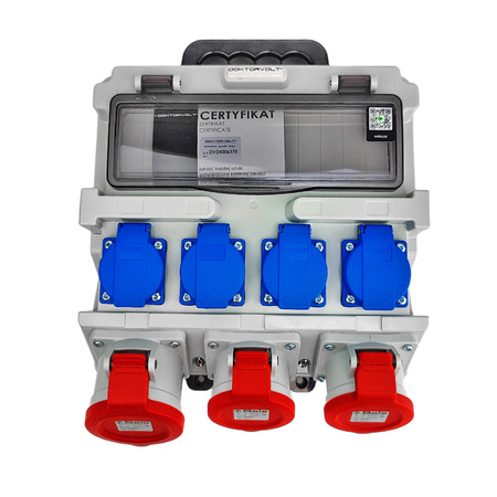 Baustromverteiler 12 Module mit Griff IP44 4x230V 2x16A 32A Doktorvolt Stromverteiler ohne Schutz DV-4926-F