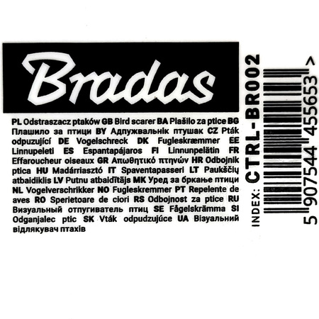 Vogelabwehr Bradas Vogelschutz Fensteraufkleber groß 6X10 Bogen 60 Stück CTRL-BR002