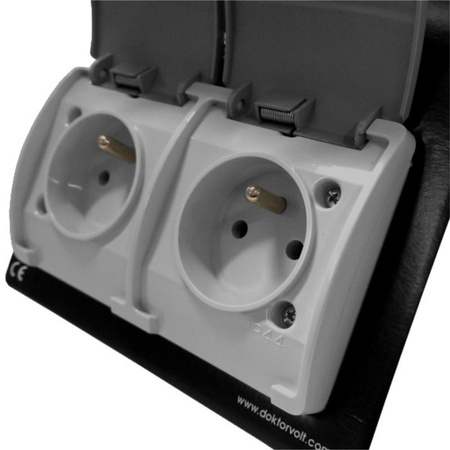 2-fach Steckdose französisch System Doppelsteckdose Klappdeckel IP44 graphit 162-08-DRV