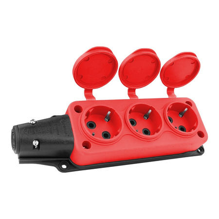 Steckdosenleiste Mehrfachsteckdose 3-fach Aussen Schuko rot 3101-308-1600