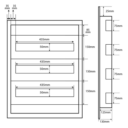 Doktorvolt Verteilerkasten Unterputz Sicherungskasten aus Metall 72 Module 3-reihig IP30 MP72/3/24