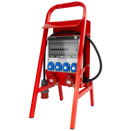 Baustromverteiler 16A 32A CEE 4x230V und Ständer mit Dach  TGD-S/FI  mit Stecker und Kabel  Stromverteiler Wandverteiler mit VDE Sicherungen Doktorvolt DV-6074-D