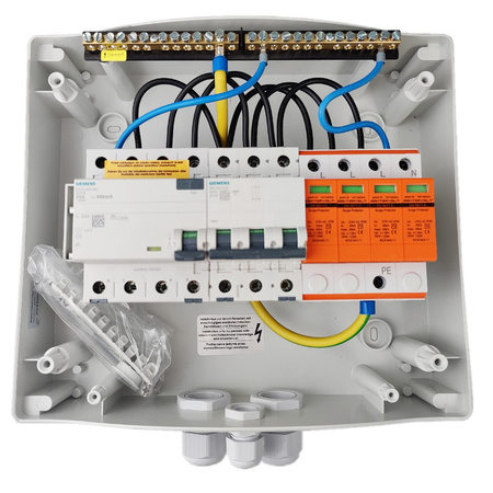 Doktorvolt Solar Anschlusskasten Photovoltaik AC SIEMENS 3P B10A 25A 300mA Überspannungsschutz T2 DV-0737-FOT