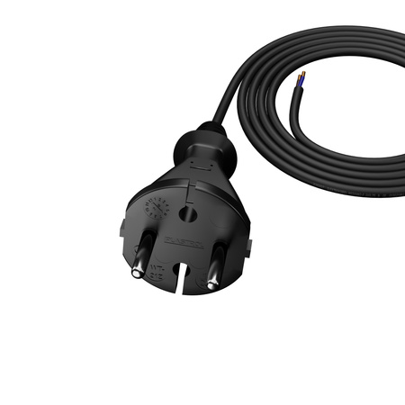 Anschlusskabel 1,5m mit geradem Stecker 230V 16A TYP E 2×1 mm² H05VV-F PP-21 Schwarz W-98336