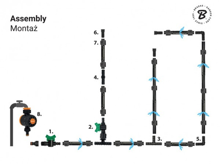 Bradas Set Tropfschlauch mit Zubehör WATER FLOW DRIP 50 m Durchmesser 16 mm 87 Elemente DSWWF50-SET2