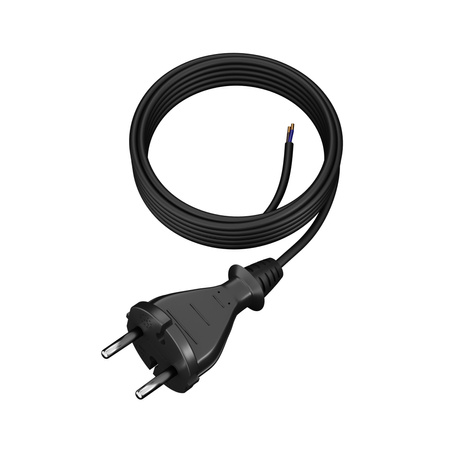 Anschlusskabel 5m mit geradem Stecker TYP E 230V 16A 2×1 mm² H07RN-F PP-21 Schwarz W-97259