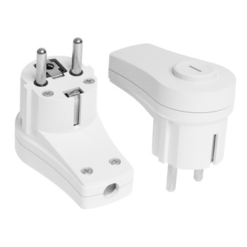 Winkelstecker mit Schalter und Beleuchtung 230V 16A Uni-Schuko weiß W-99919