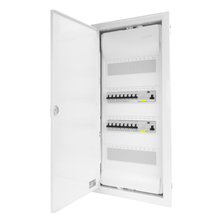 Sicherungskasten Unterputz Verteilerkasten 4-reihig 48 Module 14xMCB 2xRCCB VDE Unterverteilung verdrahtet Verteilerschrank mit Sicherungen 755,50 x348x98mm Hager Hohlwand Verteiler Abzweigklemmen Doktorvolt  DV-6265-PT