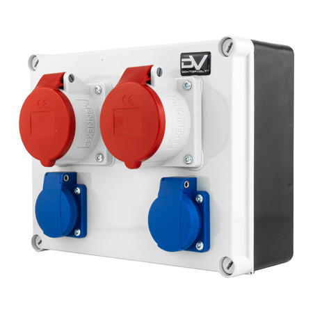 Baustromverteiler FRED 2x16A 2x230V Stromverteiler Mennekes Steckdosen Doktorvolt DV-2336-F