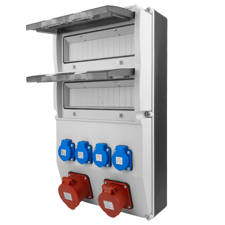 Baustromverteiler 16A 32A CEE 4x230V typ E Stromverteiler mit 26 Module Revisionsfenster Doktorvolt DV-5312-F