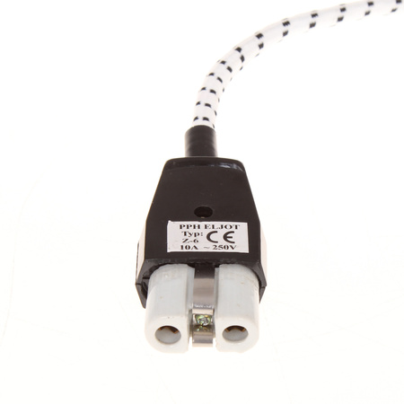 Anschlusskabel mit Kappe NZU-1(PPN) 1,9m 3x0,75 mm² mit Winkelstecker Uni-Schuko 250V 16A in einem Geflecht Weiß-Schwarz T-10872