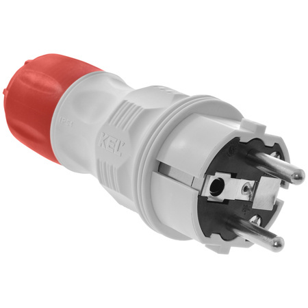 Zerlegbarer gerader Stecker WT-54 IP54 2P+E 16A 250V Uni-Schuko grau-rot W-98000