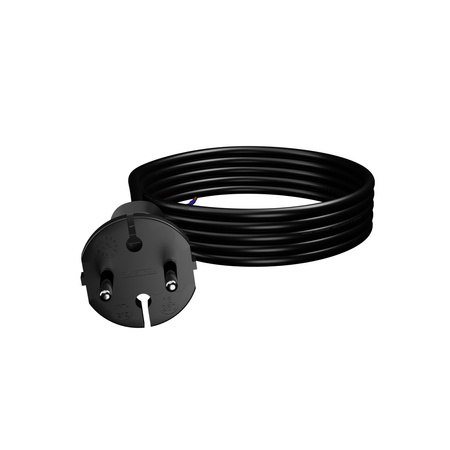 Anschlusskabel 4m mit geradem Stecker TYP E 230V 16A 2×1 mm² H05VV-F PP-21 Schwarz W-98342