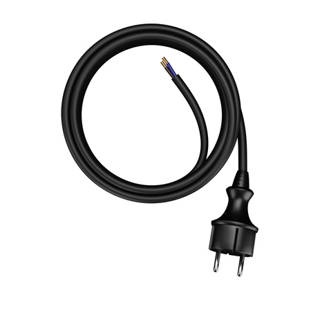 Anschlusskabel 5m IP44 mit geradem Stecker 250V 16A 2x1,5 mm² H07RN-F PP-40H Schwarz W-97201