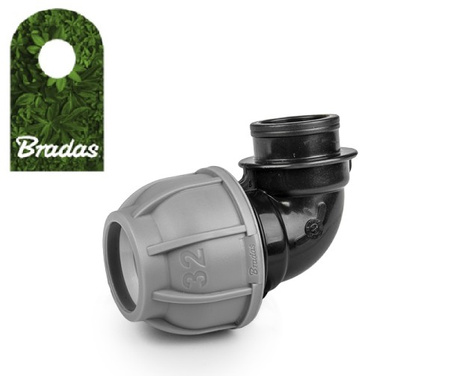 Klemmfitting Winkel 90° mit IG 3/4" für PE Rohr 32mm Verschraubung BRADAS DSRA10K32F34