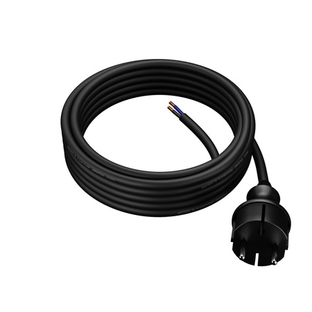 Anschlusskabel 5m IP44 mit geradem Stecker 250V 16A 2x1,5 mm² H07RN-F PP-40H Schwarz W-97201