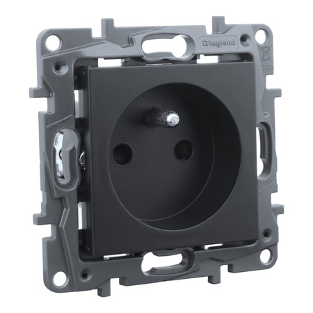 Steckdose mit Kindersicherung 2P + E franz. System schwarz Niloe Step 863533