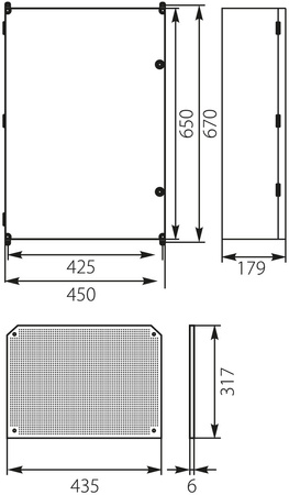Schaltschrank mit Schloss UNI-3 Verteilerschrank IP65 Industriegehäuse AP E-P 43.3