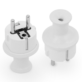 Zerlegbar Stecker 230V 16A Uni-Schuko weiß W-10116