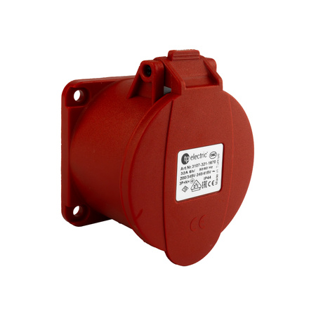 Einbausteckdose CEE 32A Steckdose 400V 5P 70x70 mm VDE TP Electric 3107-321-1670