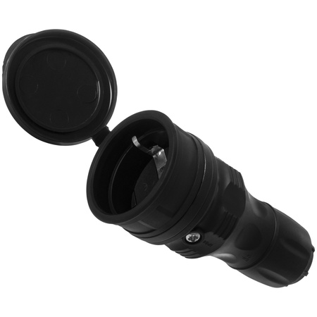 Tragbare zerlegbar Steckdose 230V Schuko IP44 mit Klappe Schwarz W-01150