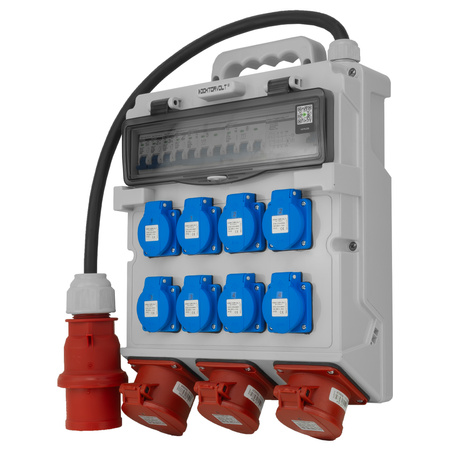 Baustromverteiler 2x16A 32A CEE 8x230V Stromverteiler Mobilverteiler mit Kabel Doktorvolt TR-S/FI DV-5022-D