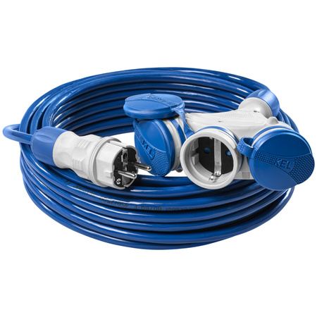 Dreifach-Verlängerungskabel 25m 250V 16A Schuko 3×2P+Z H07BQ-F 3×1,5 mm² IP44 W-01201