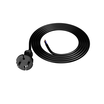 Anschlusskabel 1,5m mit geradem Stecker TYP E 230V 16A 2×1 mm² H05BQ-F PP-21 Schwarz W-98573
