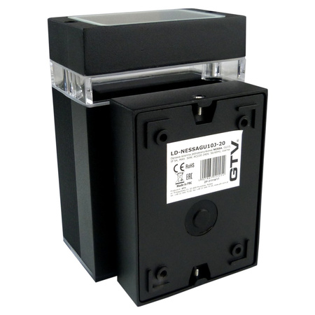 Fassadenleuchte GU10 IP54 schwarz Wandlampe Innen Außen Beleuchtung Nessa GTV LD-NESSAGU10J-20