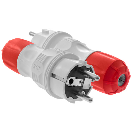 Zerlegbarer gerader Stecker WT-54 IP54 2P+E 16A 250V Uni-Schuko grau-rot W-98000