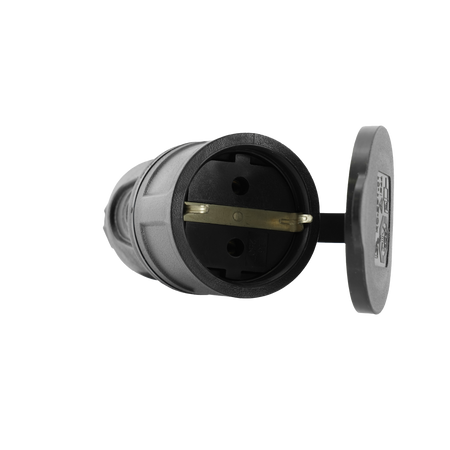 Schutzkontakt-Steckdose 230V Schuko 2P+Z IP44 16A mit Erdung schwarz W-89996
