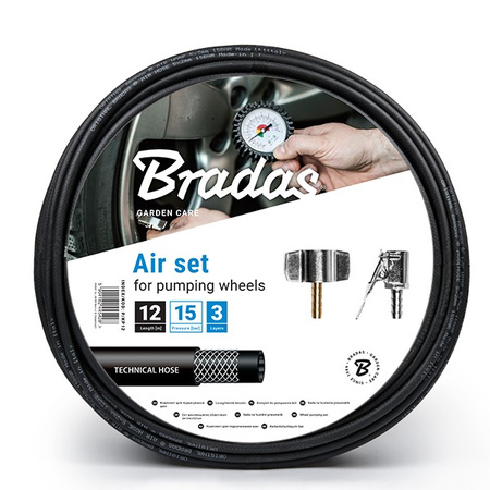 Druckluft Reifenfüllschlauch Set 3,5m mit Kupplungen Reifenfüller Kfz mit Zubehör Bradas P/KP03,5