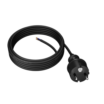 Anschlusskabel 5m IP44 mit geradem Stecker 250V 16A 3x1 mm² H07RN-F PP-40H Schwarz W-97211