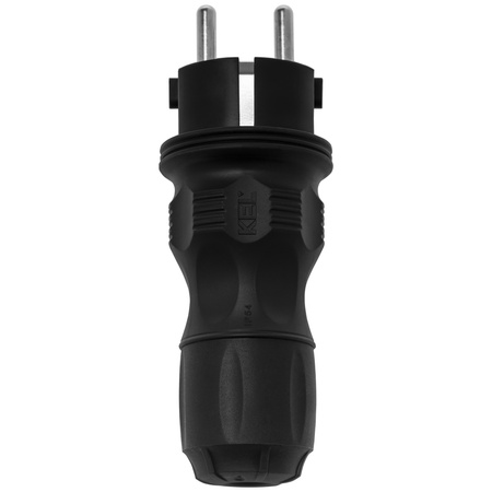 Zerlegbarer gerader Stecker WT-54 IP54 2P+E 16A 250V Uni-Schuko schwarz W-97446