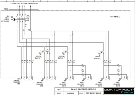 Stromverteiler pTD-S/FI 32A 16A 4x230V SIEMENS und MENNEKES Doktorvolt DV-4845-D
