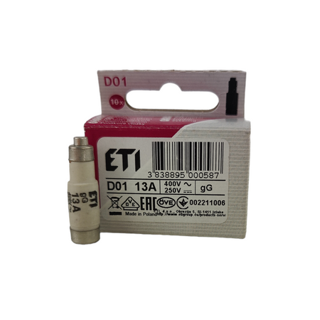 1 Stück Sicherungseinsatz Schmelzsicherung ETI Porzellan Sicherung D01 13A/400V 002211006