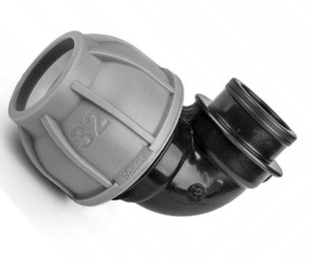 Klemmfitting Winkel 90° mit IG 3/4" für PE Rohr 32mm Verschraubung BRADAS DSRA10K32F34