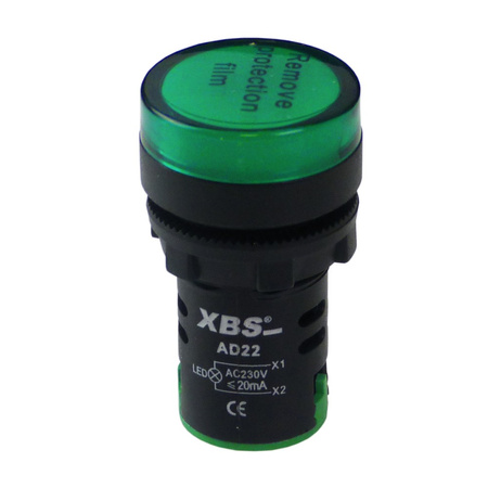 XBS grün LED Leuchtmelder Kontrolleuchte Signal- Lampe Licht 22mm 230V AD22-GREEN230