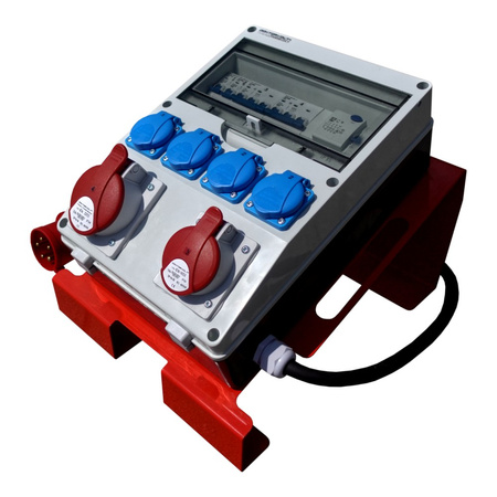 Baustromverteiler mit Ständer Stromverteiler franz/belg TD-S/FI SET 32A 16A 4x230V Steckdosen Doktorvolt DV-6191-F