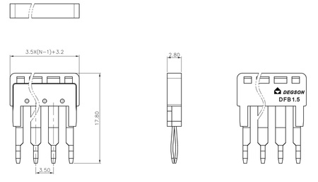 Einlegebrücke Steckbrücke Querverbinder 2-Polig für DS1.5 Reihenklemmen DGN DFB1.5-02P-11-00A(H)