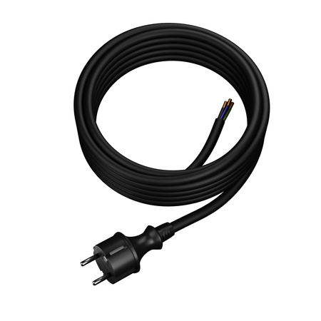 Anschlusskabel 10m IP44 mit geradem Stecker 250V 16A 3x2,5 mm² H05RR-F PP-40H Schwarz W-97537