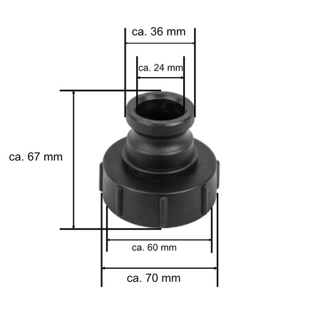 IBC Adapter S60x6 Grobgewinde auf Camlock 1" Stecker Bradas IBCS60F-CGA100A