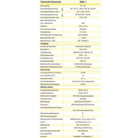 ELKO Dämmerungsschalter SOU-1 analog mit Sensor SKS-100 SOU-1/UNI + FOTOSENS